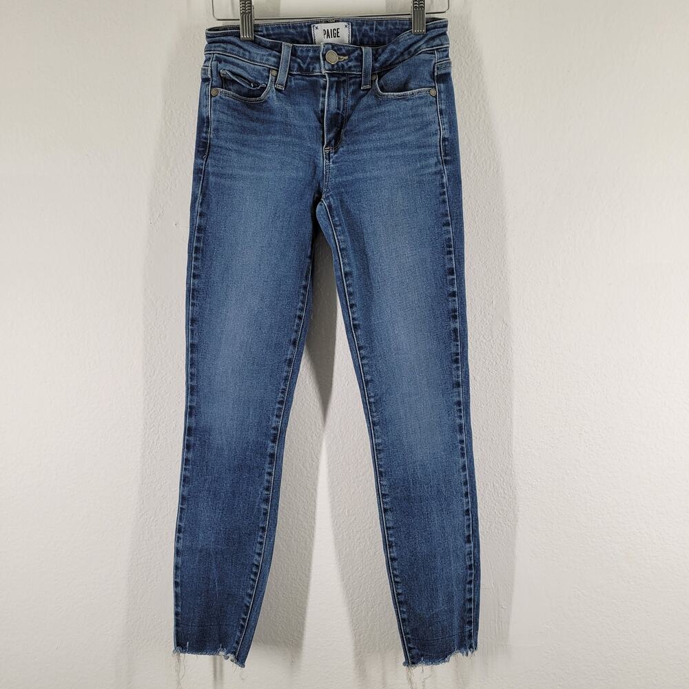 Paige Skinny Jeans Womens 24 Raw Hem Verdugo Ankle Medium Blue